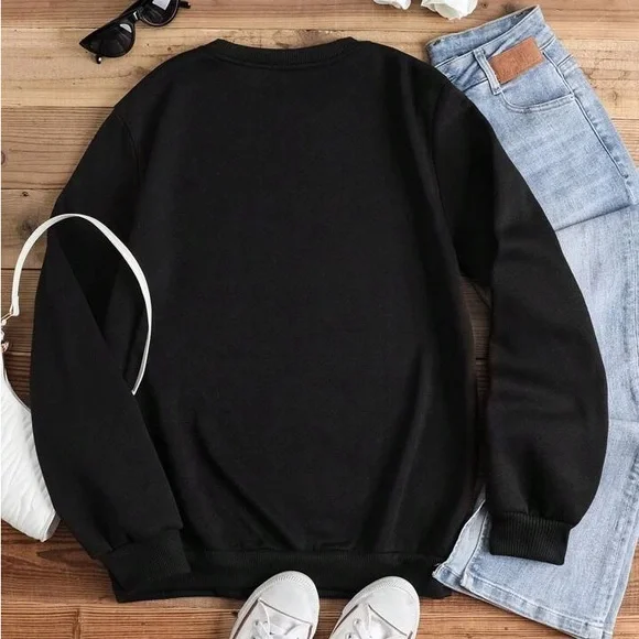 Women's Halloween Skeleton & Letter Print Fleece Sweatshirt Sz XL - Picture 2 of 15